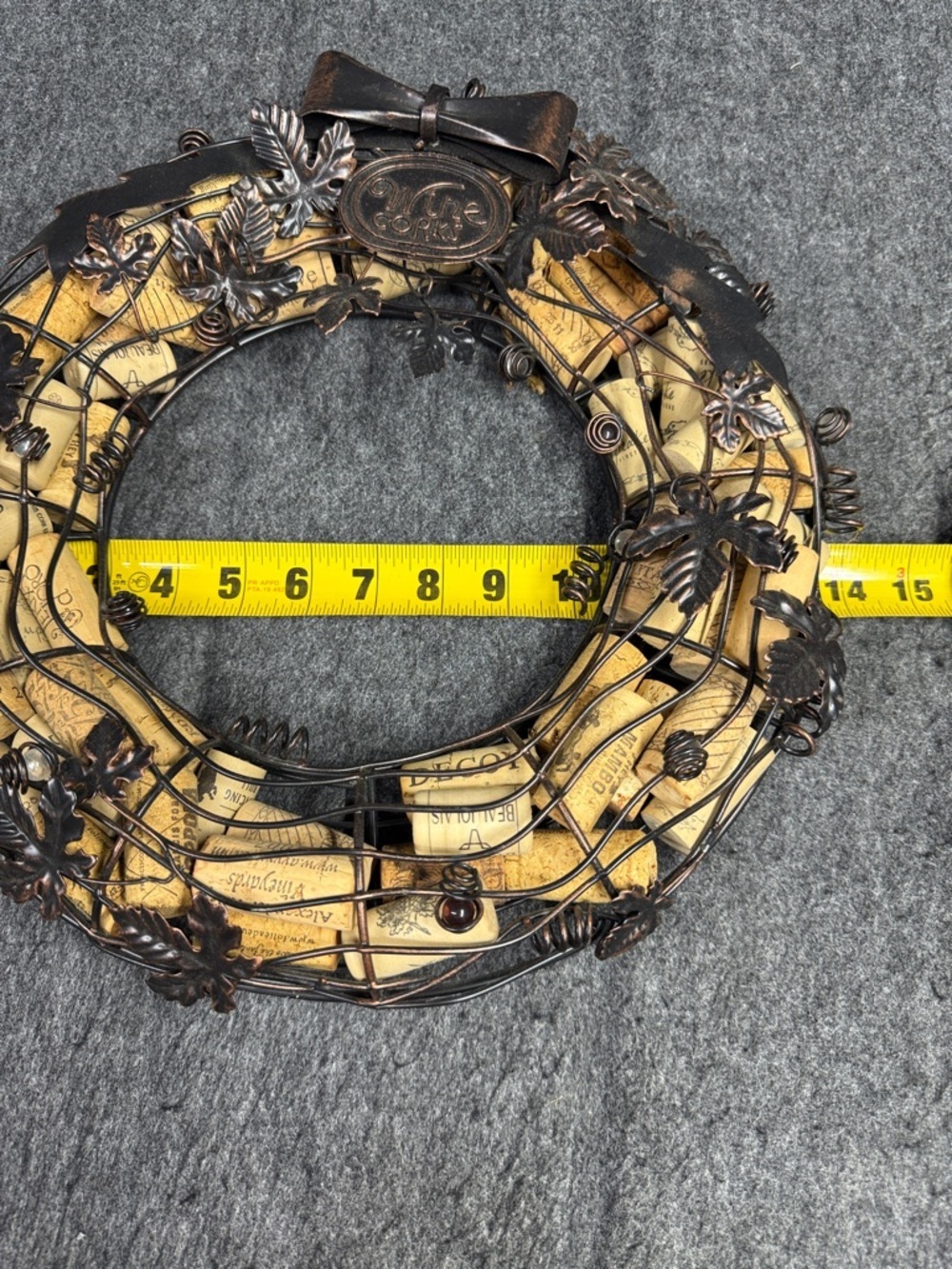 Decorative Wine Cork Wreath with Bronze Metal Accents - Brown - Picture 4 of 5